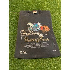 Vintage Charlotte Hornets sweatshirt mens extra large black basketball NBA RK